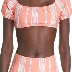 Lemlem Lucia Pouf Crop Bikini Top and bottom swimsuit Medium